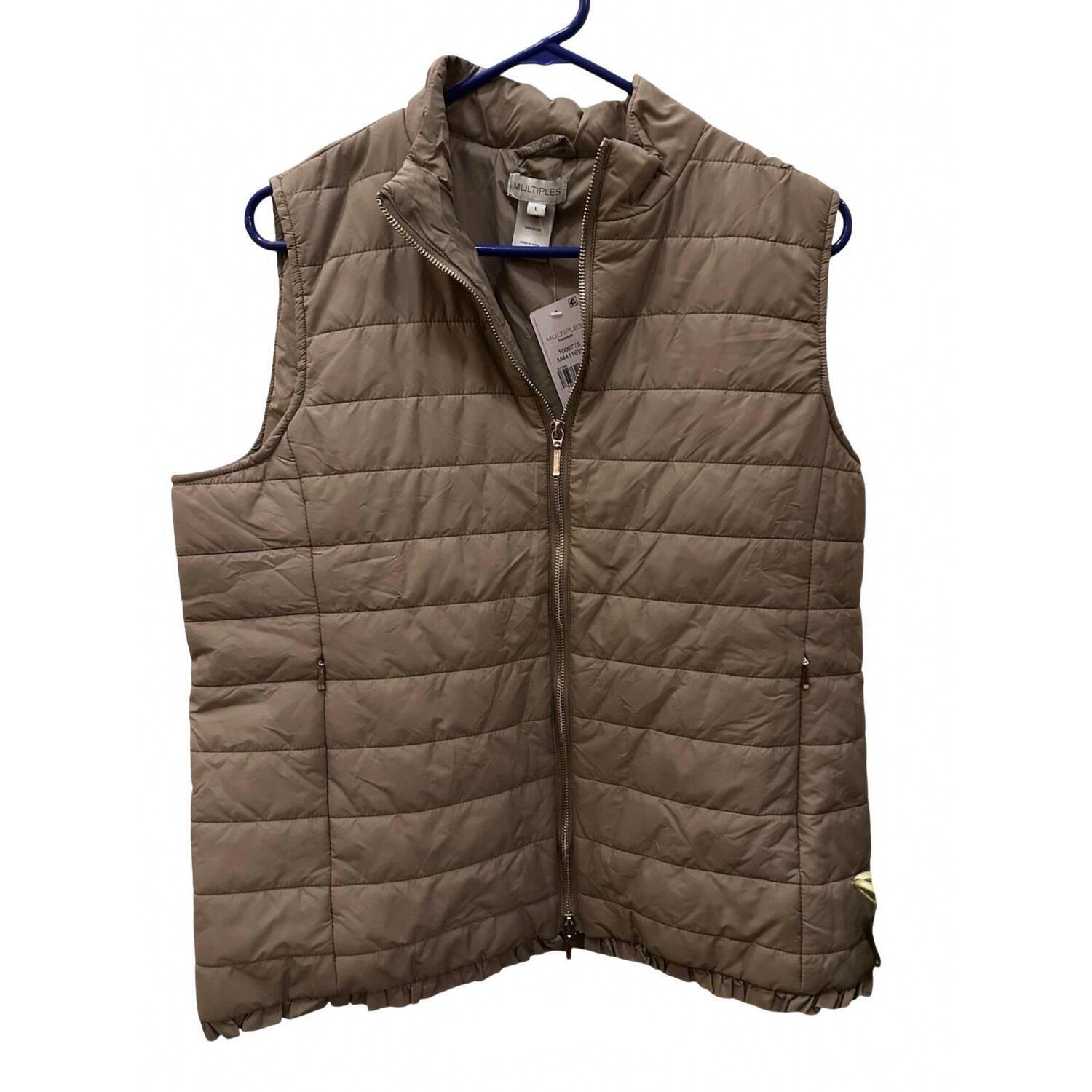 New Multiples Women's Quilted Vest In Stone